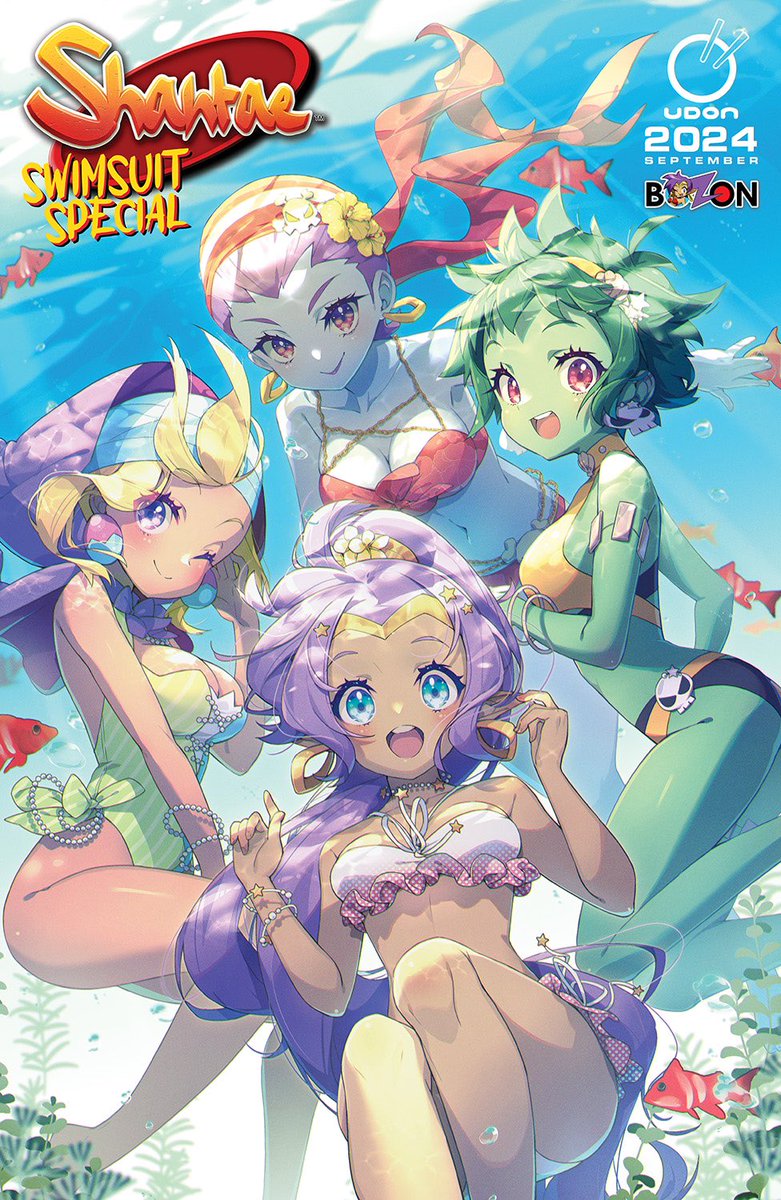 aki_mechdoll's tweet photo. I'm thrilled to have created the cover for the latest book in the classic game #Shantae, "Shantae Swimsuit Special#1"! Thanks to @UdonEnt and @MrBozon for this amazing opportunity. It was a surprise to receive this commission because Shantae is such a classic – I felt like I was dreaming when I got to be part of it!

If you're interested, you can order it here:

https://t.co/40Oz21TseF

非常榮幸可以為經典遊戲 #Shantae 的最新書刊“Shantae Swimsuit Special”繪畫封面！感謝 @UdonEnt 和@MrBozon 的邀約！當我收到這個委托時也很吃驚，因為Shantae實在太經典了，我竟然可以因為這個機會參與其中真的以為自己在發夢！哈哈！

有興趣入手的可以到這裡訂購喔

https://t.co/40Oz21TseF