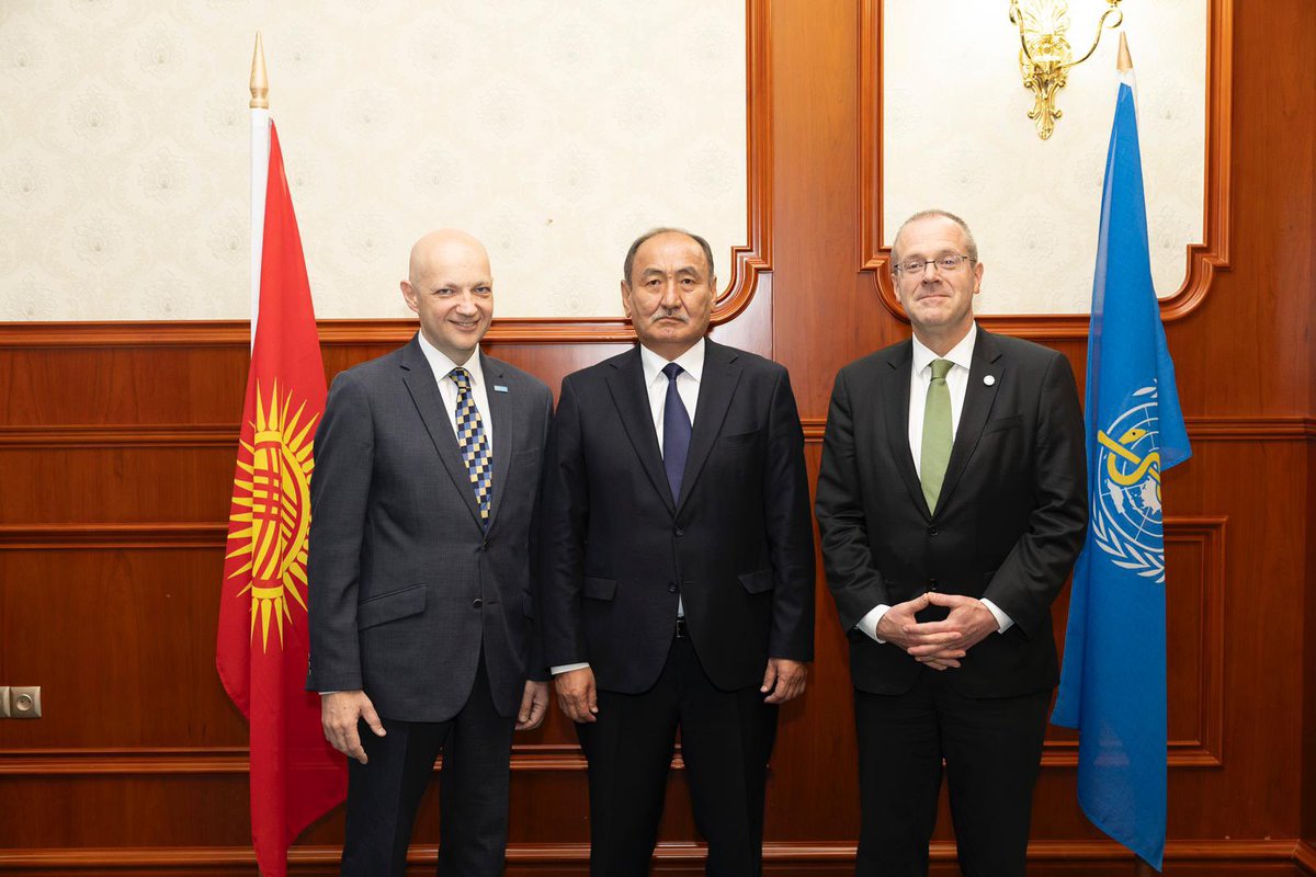 hans_kluge's tweet photo. Our dynamic partnership with 🇰🇬 shines at #CAInvestmentForum24. 

🙏 Health Minister Alymkadyr Beishenaliev for our collaboration.

👏 on launching 🌍 1st antimicrobial resistance survey &amp; advancing Health in Mountains Agenda.

@WHO_Europe is ready to support these vital efforts. https://t.co/qvuOJ98Mrx