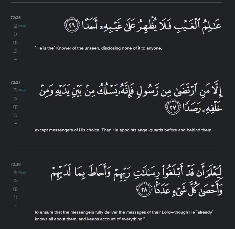 1Muslimpodcast's tweet photo. @AbuKittenTweets Why not continue with the verse after it? Why are you being #dishonest? What does the #nextverse say? It provides #context! Or is it because it #contradicts a #takfiri #ideology? 

Next verse continues: "Except messengers of His choice... " https://t.co/xdPGpslEDj