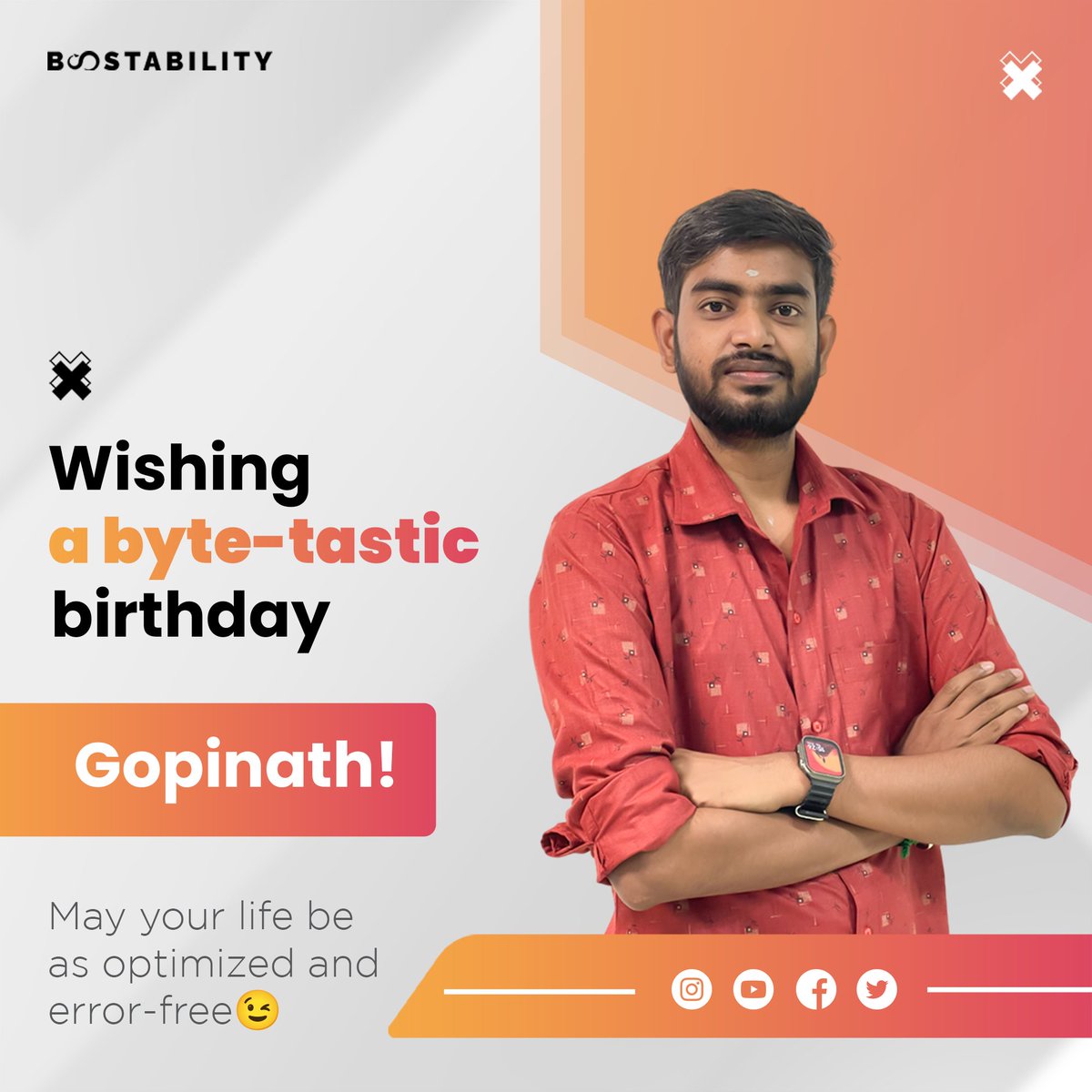Boostabilitycbe's tweet image. Happy birthday to the person who makes bugs disappear every single time! May your special day be filled with lots of laughter, joy, and fun. Enjoy your birthday spotlight!

#Happybirthday #Coworker #Teamboostability #boostability #Frontenddeveloper