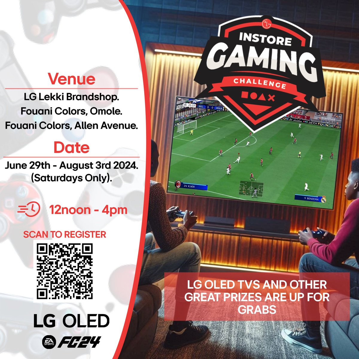 You are local champion at home using PSG to beat all your friends, it's time to come &amp; show workings outside plus win LG products. 

Register here > lg.com/africa/oled-ga…

Get details on the flyer. 👇
