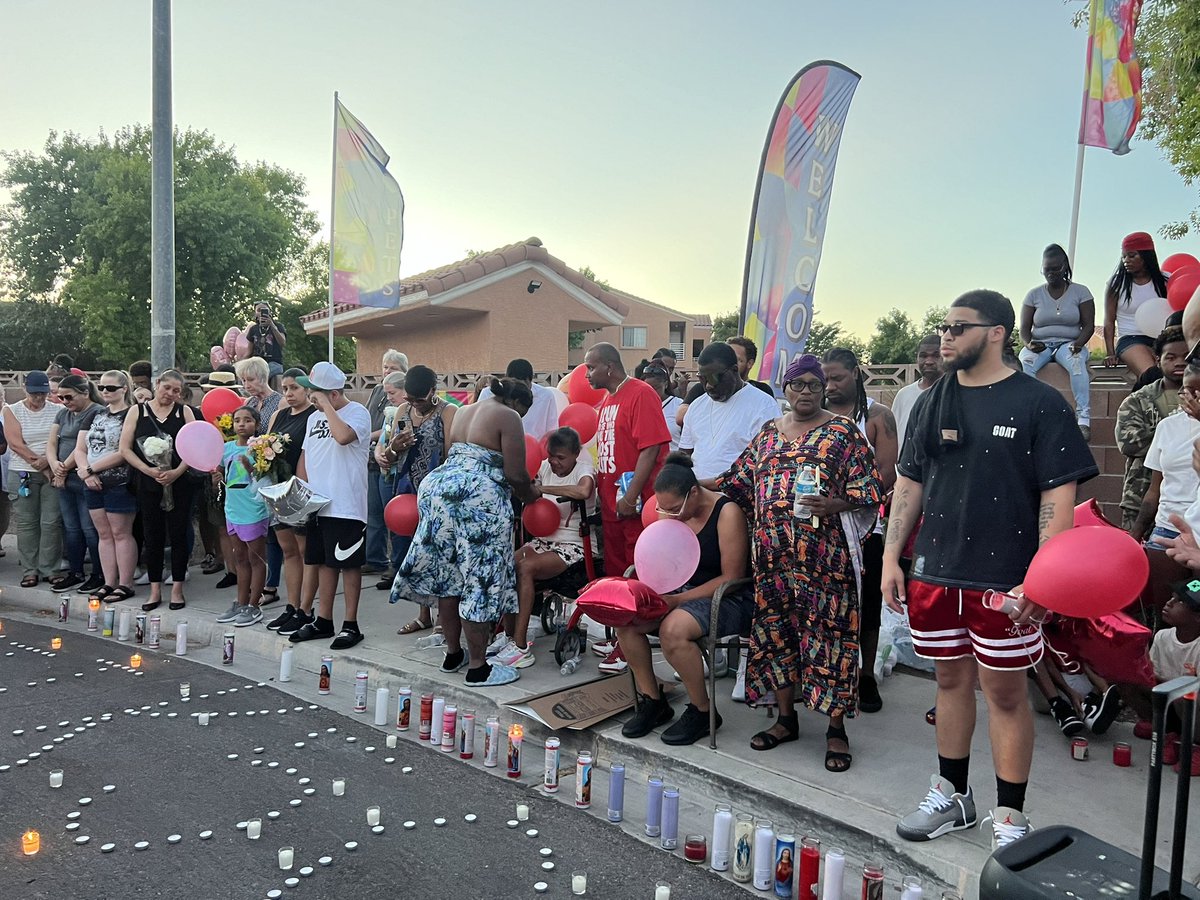 KhaliaPatterson's tweet photo. TAKE A LOOK: Loved ones held a candlelight vigil for the five people killed in a @CNLV shooting Monday. Family and friends shared their fondest memories of Kayla Harris, a beloved daughter, sister and former basketball player. https://t.co/qjo62xj1l7