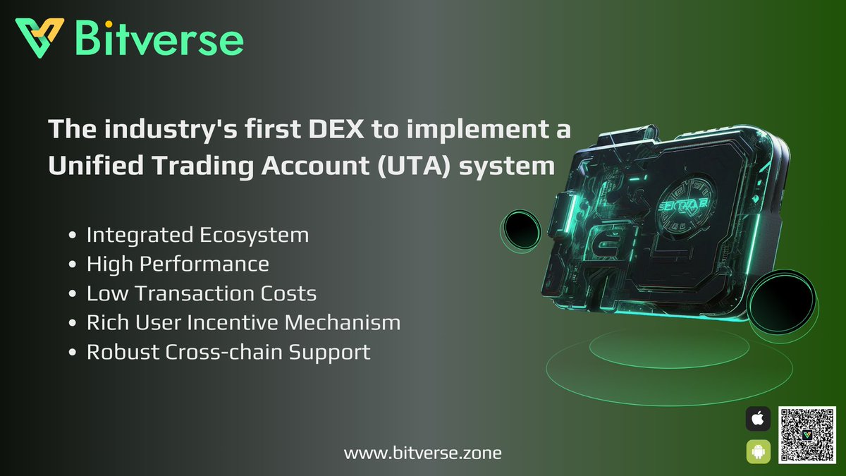 BitverseApp's tweet photo. 📌Introducing #Bitverse DEX
Why is Bitverse competitive among all #DEXes?
🔹Bitverse DEX is distinguished as the industry's first DEX to implement a Unified Trading Account (UTA) system
🔹Serving an integrated ecosystem, high performance and low transaction costs on the #YYMM chain
Experience the cutting-edge DEX: https://t.co/HjeeuFB0T8