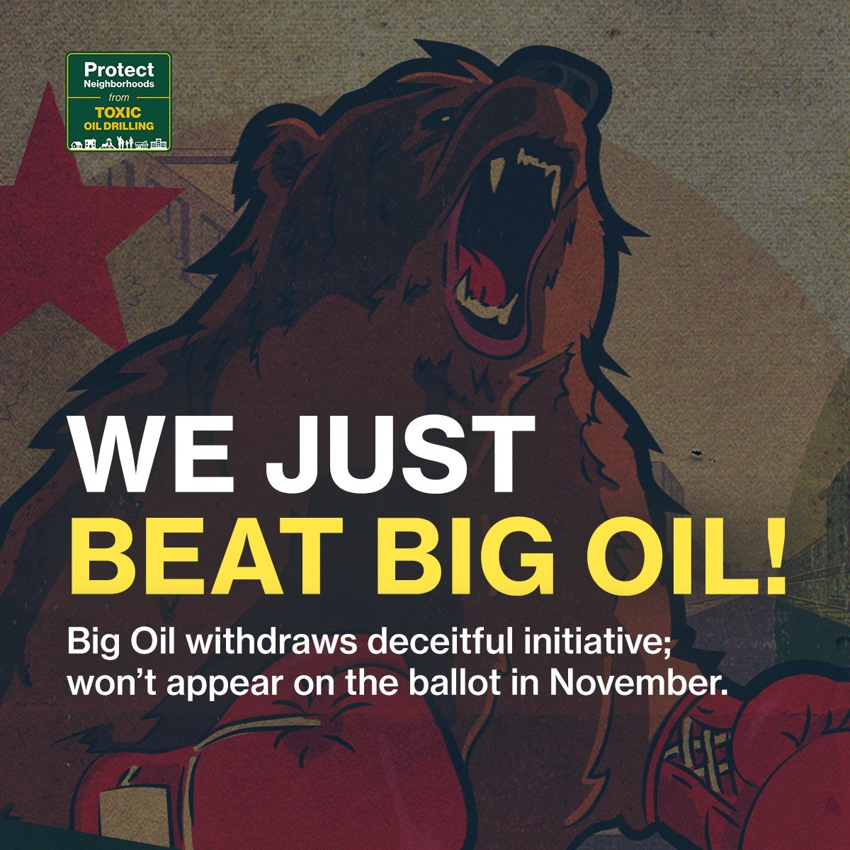 BREAKING: #BigOil is withdrawing their referendum on neighborhood drilling in California! Despite millions spent to mislead voters and overturn legislation  - they knew they would lose in November.   Historic win for Californians.  #NoDrillingWhereWereLiving