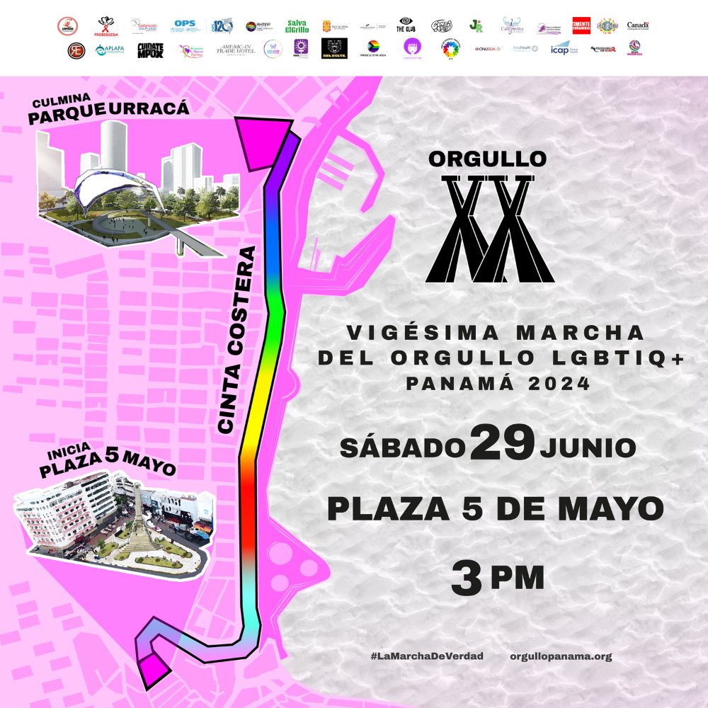 AHMNPLGBT's tweet photo. Ven a la Vigésima Marcha del Orgullo LGBTIQ+ Panamá 2024 el sábado 29 de junio partiendo desde la Plaza 5 de Mayo a las 3 pm. 🏳️‍🌈🏳️‍⚧️
#Orgullo2024 https://t.co/4Za1OKaWLL