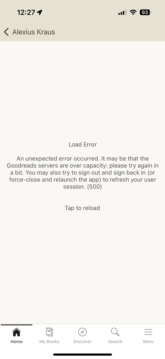 AlexiusMariah's tweet photo. @goodreads @aleeceey Servers are down https://t.co/ICOBDUZqef