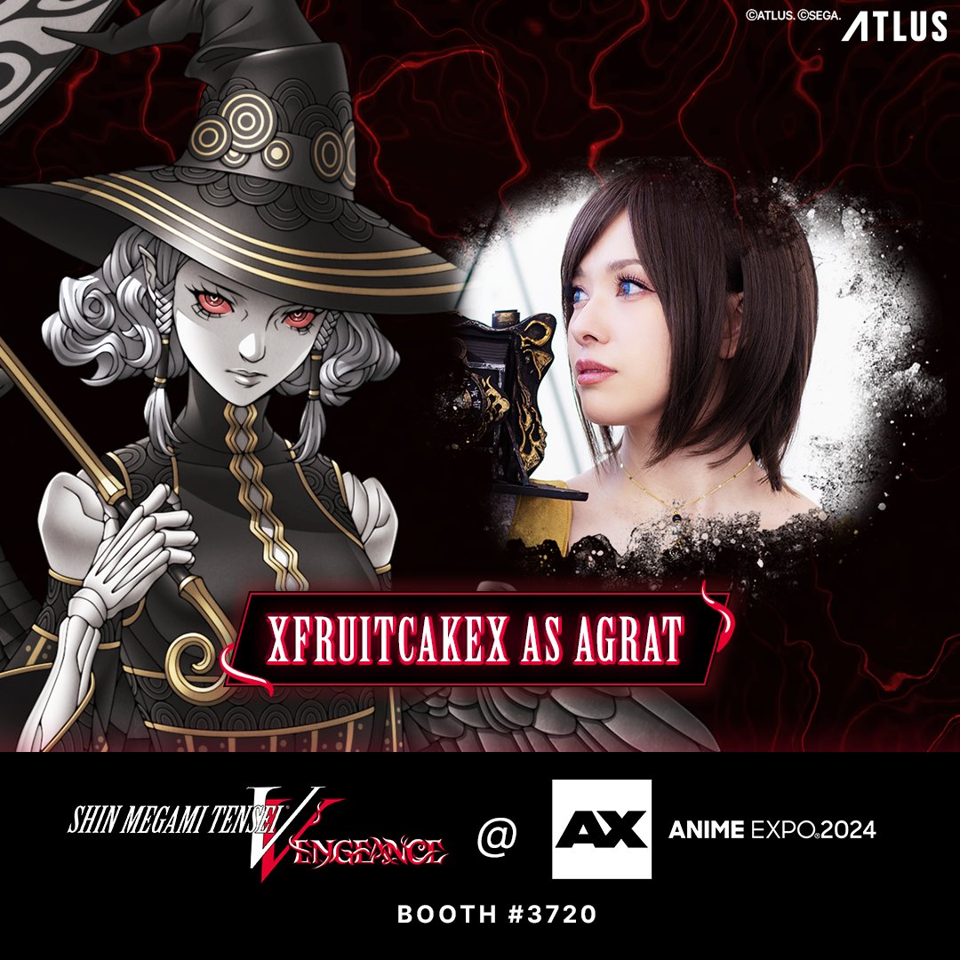 xxfruitcakexx's tweet photo. I'm so happy to be able to finally announce that I'm the official cosplayer for @Atlus_West Shin Megami Tensei V: Vengeance. 

I'll be bringing Agrat to life at Anime Expo alongside the rest of the Qadistu! 

Bring enough Magatsuhi to give to the Qaditsu as payment or else. 😈 https://t.co/p3ZF3JS4yi