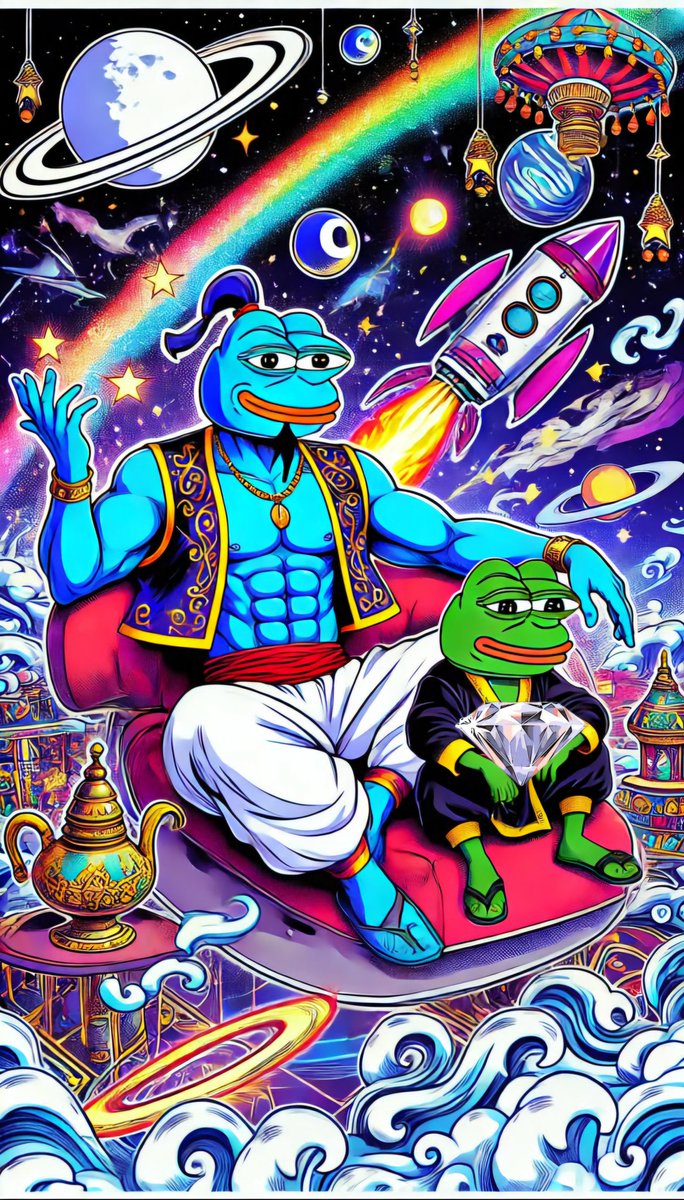 Genie_pepe's tweet photo. $GENIE Pepe is at the dawn of day 5 of it's magic crypto carpet ride. Join our TG and reach new heights with us. https://t.co/bhGnKs0X3O
