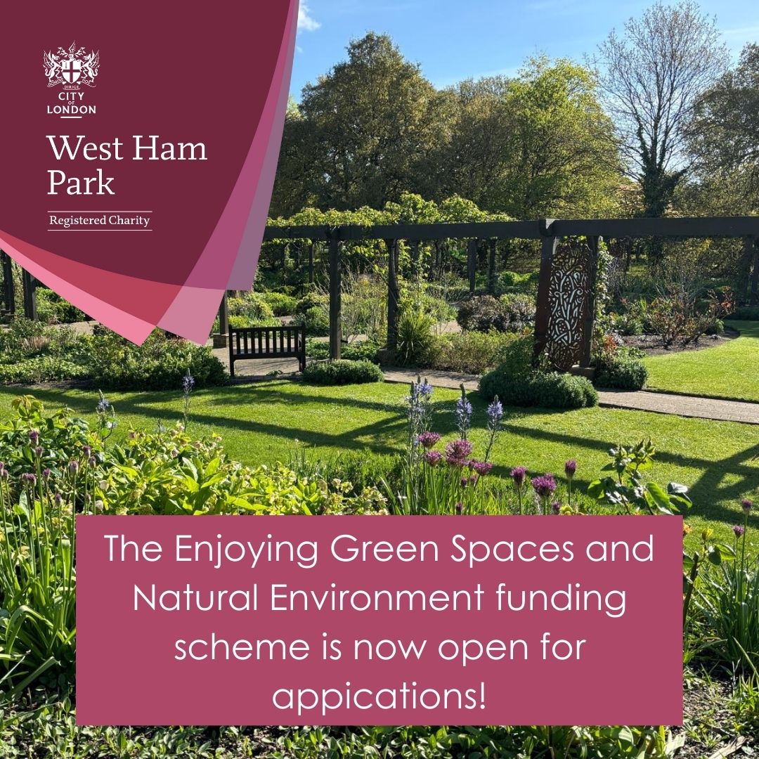WestHamParkE7's tweet photo. The Enjoying Green Spaces &amp; Natural Environment funding scheme is open for applications, until 9 Sept, for projects benefitting the City of London’s natural environment, such as #WestHamPark.
Visit https://t.co/XN9aELiUK3 for full details &amp; to apply for £2k to £15k funding. https://t.co/JebqZxqiQG
