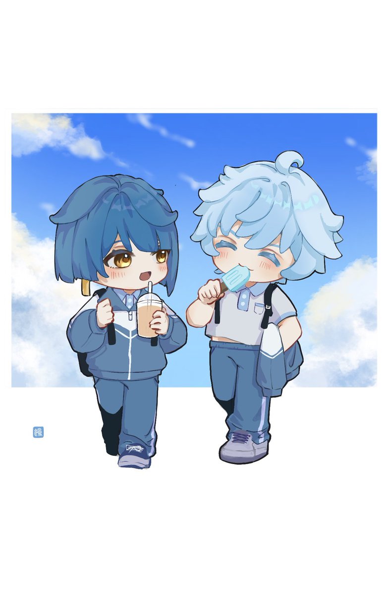 #GenshinImapact #Chongqiu #Chongyun #Xingqiu 
中式校服的q版小可爱