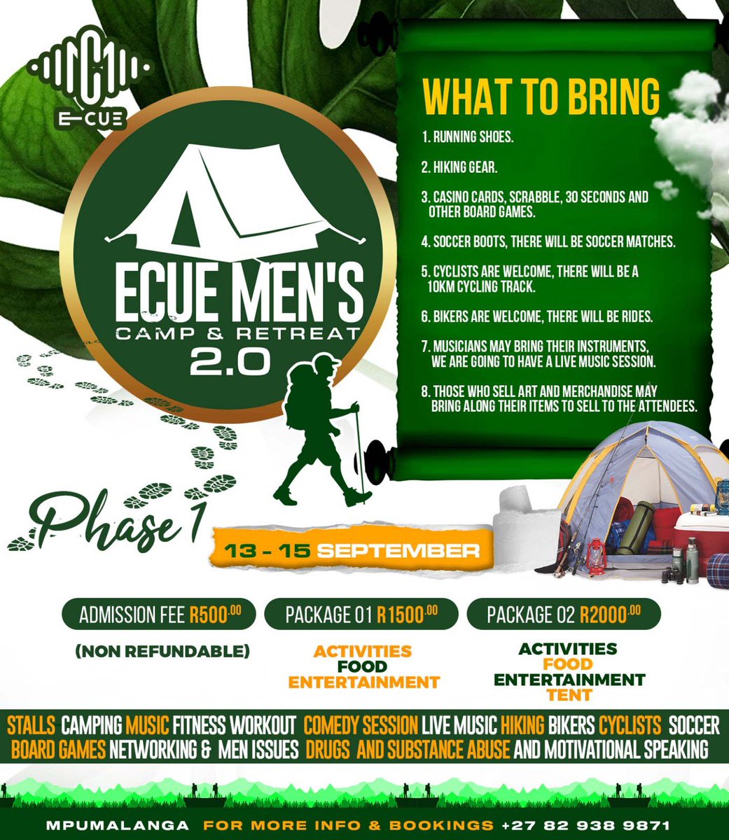 Men’s Conference &amp; Camp PHASE 1 registrations are closing on the 1st July 2024 ⛺️