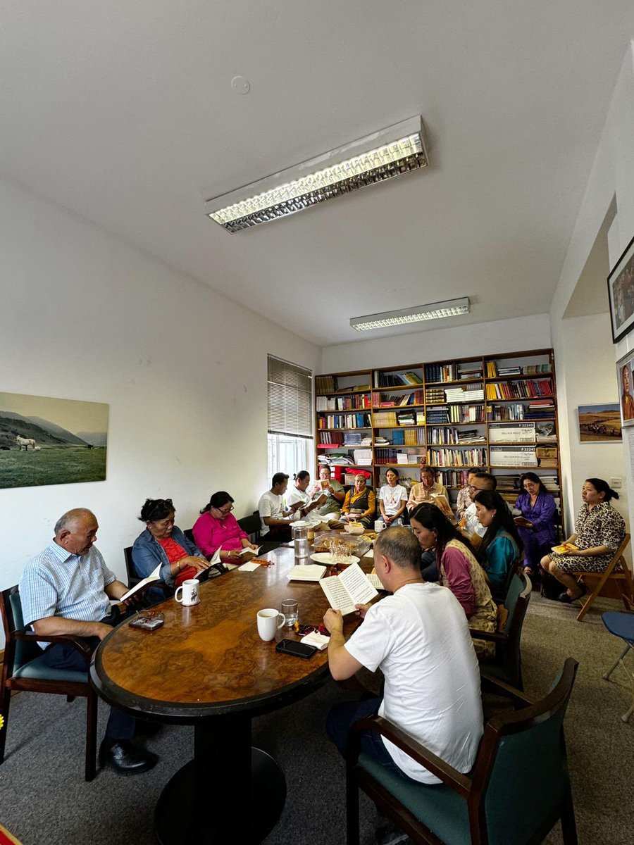 Tibetan community members praying for His Holiness the Dalai Lama’s successful knee surgery and wishing Him a speedy recovery. (photo taken at London Tibet House on Wednesday 26/6/2024).