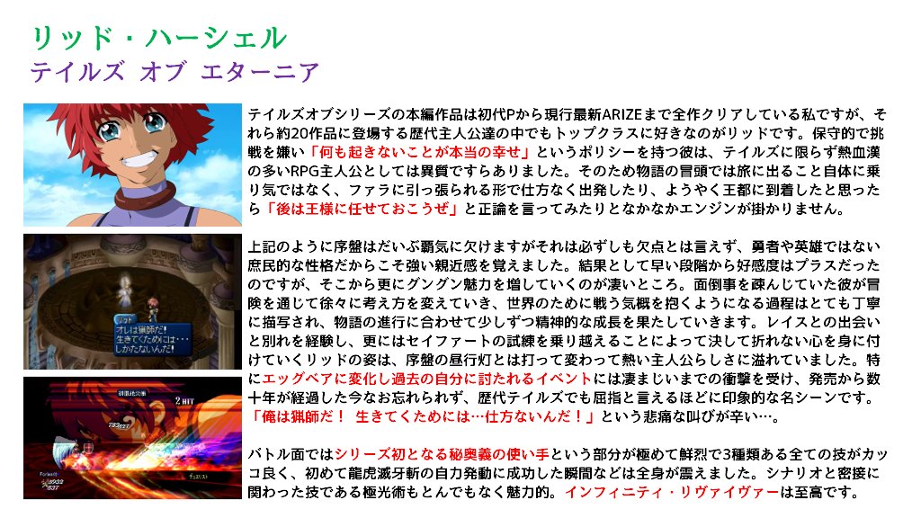 今日は「テイルズオブエターニア」の推しキャラ 主人公のリッド