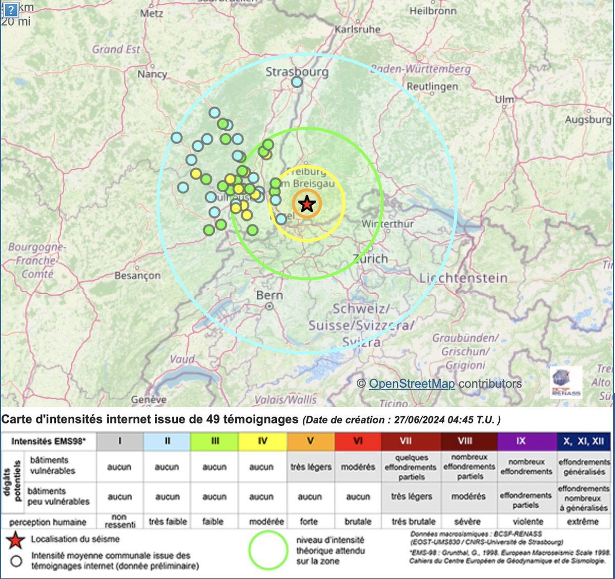 FranceSeisme's tweet photo. #Séisme en #Allemagne 26 km au NE de Bale (le 27/06/24 3h06fr, M=4,6) selon CEA-DASE. Apportez votre témoignage aux scientifiques.
@Prefet68
@sdis68 https://t.co/zm7HzJODuj