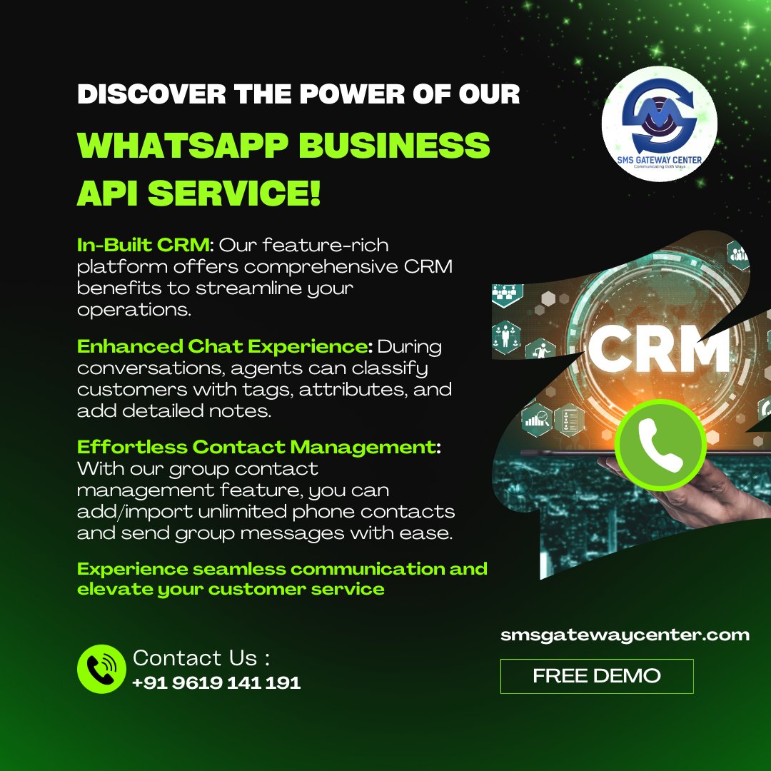 SMSGatewayIndia's tweet image. Boost Your Business with SMSGatewayCenter’s WhatsApp In-Built CRM and Enhanced Chat Experience

smsgatewaycenter.com/blog/whatsapp-…

#SMSGatewayCenter #WhatsAppBusinessAPI #CRM #CustomerService #BusinessCommunication #CustomerEngagement #EnhancedChat #ContactManagement #SeamlessCommunication