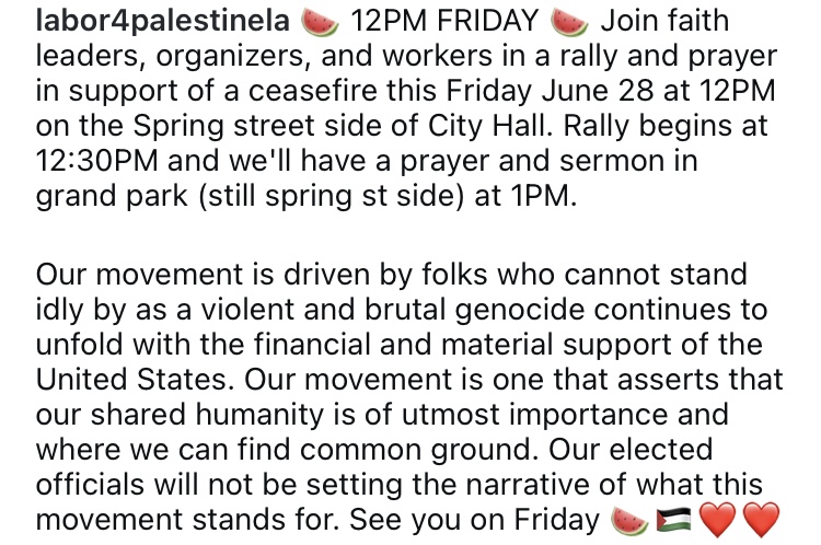 ConcernedLACity's tweet photo. We refuse to be complicit. Join a community coalition this Friday for an interfaith rally and prayer action in support of LA City Council passing a comprehensive ceasefire resolution. Wear your keffiyehs, mask up, and roll out!
https://t.co/ywxy3faLII https://t.co/czz5YzRDn5