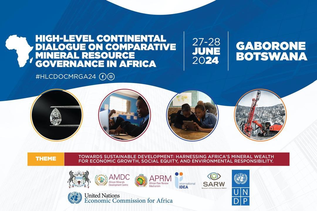 ECA_OFFICIAL's tweet photo. #HappeningToday: High-Level Dialogue on Mineral Resource Governance in Africa, in Gaborone, Botswana, co-hosted with @Int_IDEA @BWGovernment @AfricanAmdc @APRMorg @UNDPAfrica #HLCDOCMRGA24 https://t.co/fNGW1btxq2