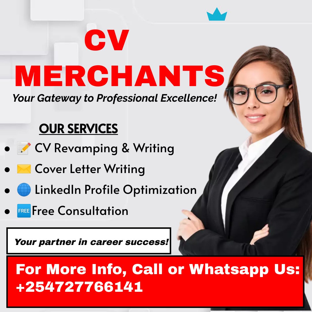 Brighten your Thursday with a Revamped CV, Optimized LinkedIn profile and a cover letter that shines! Call or Whatsapp us at +254727766141 for personalized Services

Hanifa Kairo Kimuzi Gen Z CBD Statehouse Ruto The KDF Bolivia Nyakundi  Coup Thika Road Githurai Boniface Mwangi