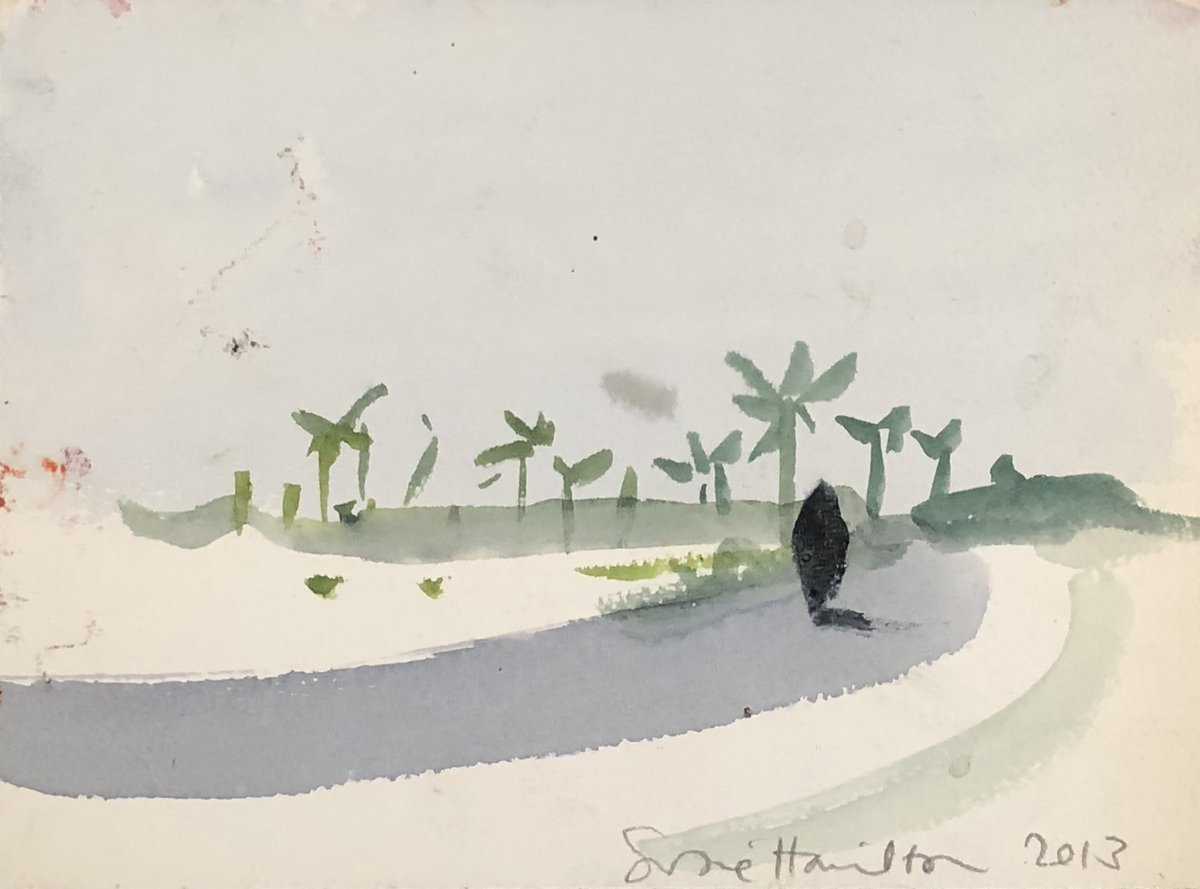 _susiehamilton's tweet image. Heat. Palmeraie, Marrakech, #watercolouronpaper #workonpaper #morocco #drawing Abdellatif Laâbi ‘In Vain I Migrate’ #moroccanpoetry #abdellatiflaabi #shadow