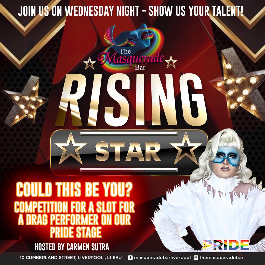 Join us next week when we start our competition to find the next STAR of our 2024 Pride Stage! ⭐️

Battling it out next Wednesday (3rd July) for a spot at the final will be

🤩 Anny Holesagoal, Amanda Angel, Kristal Kweer &amp; Lady Jizzabelle! 🤩

Come down to cheer on your winner!