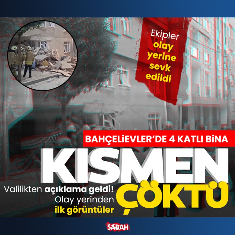 sabah's tweet photo. İstanbul Bahçelievler'de bulunan 4 katlı bir binada sabah saatlerinde kısmen çöküntü meydana geldi. Yaşanan olay sonrası ekipler hızlıca olay yerine sevk edilerek enkazda çalışma başlatıldı.

İstanbul Valiliği, ölü ya da yaralının olmadığını ifade etti.