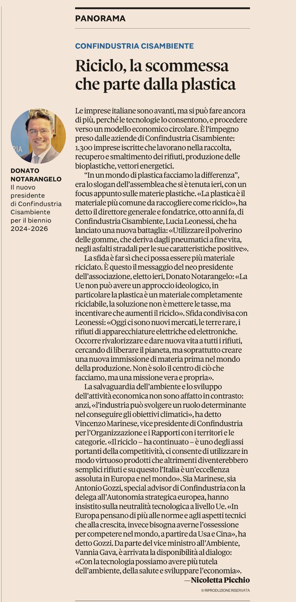Confindustria Cisambiente (@cisambiente) on Twitter photo 🗞️ L’approfondimento odierno de <a href="/sole24ore/">IlSole24ORE</a> sull’evento organizzato da Confindustria Cisambiente “In un mondo di plastica facciamo la differenza” 🗞️ L’approfondimento odierno de <a href="/sole24ore/">IlSole24ORE</a> sull’evento organizzato da Confindustria Cisambiente “In un mondo di plastica facciamo la differenza”