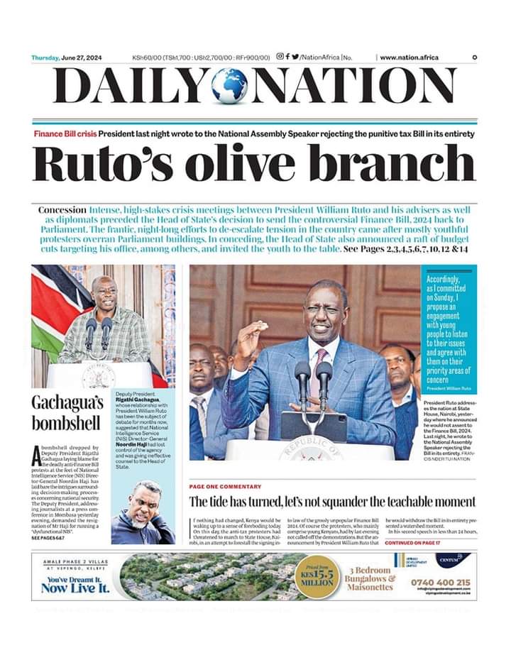 KeDiasporaMedia's tweet image. Today&apos;s headlines #mombasaroad #NairobiCBD #Shocking #wego #kigen #theyesmps #rejectsfinancebill2024 #trap #southmugirango #Bolivia