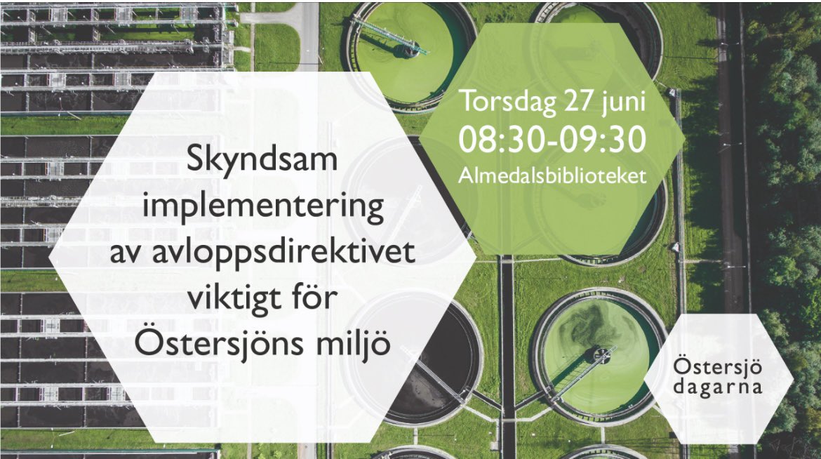 Ni som är i Almedalen - skynda till Almedalen för att höra om EU:s nya avloppsdirektiv start 8.30! Ni som inte är i Almedalen man följa webbsändningen på live.mediaflow.com/64CBH1WOSH