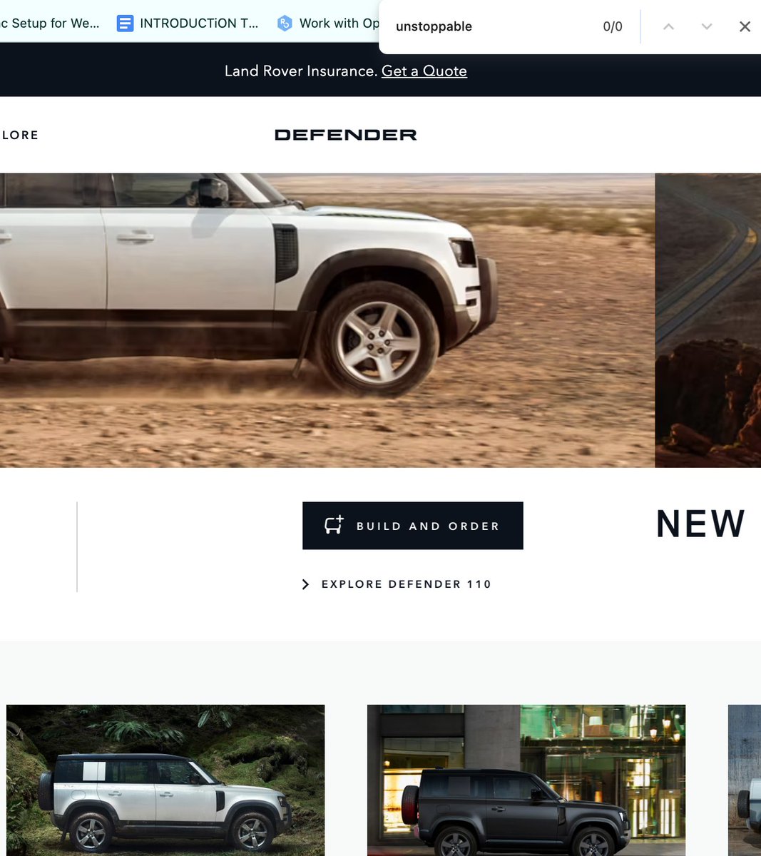 Looks like @LandRover_UK are trying to remove their "Unstoppable 4x4 Vehicles" tag line from their website but the guy in marketing doesn't quite understand their Content Management System.