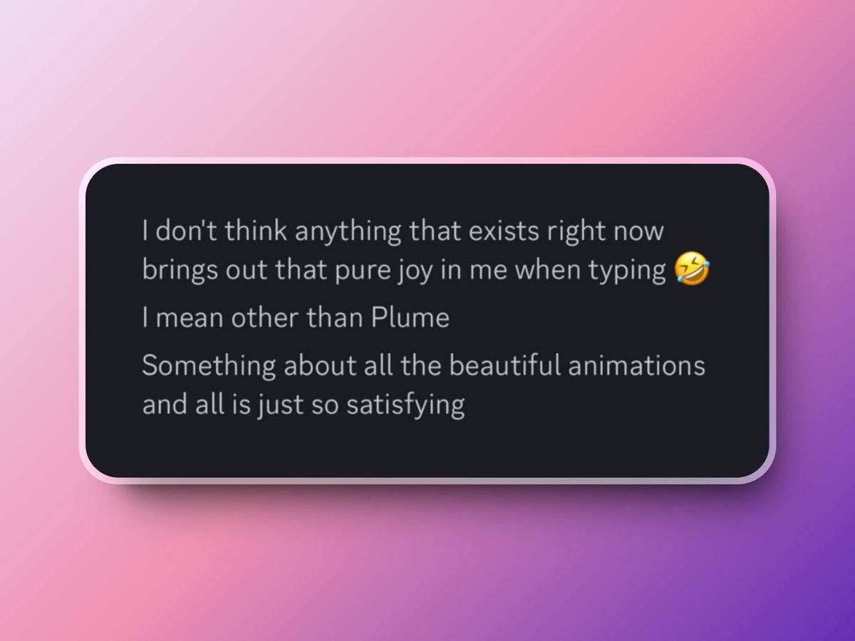 plumenotes's tweet photo. “I don't think anything that exists right now brings out that pure joy in me when typing”

We love hearing from our users ☺️ That’s exactly the kind of experience we try to create. https://t.co/9tn72WWP4Q