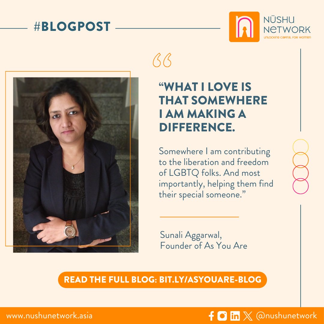Meet Sunali Aggarwal, the founder behind As You Are—an Indian LGBTQ+ app changing the matchmaking game.🏳️‍🌈💖

🗣️ "What I love is that somewhere I am making a difference," Sunali says.

Read the full blog: bit.ly/AsYouAre-Blog

#PrideMonth #LGBTQIA #blog #NushuNetwork