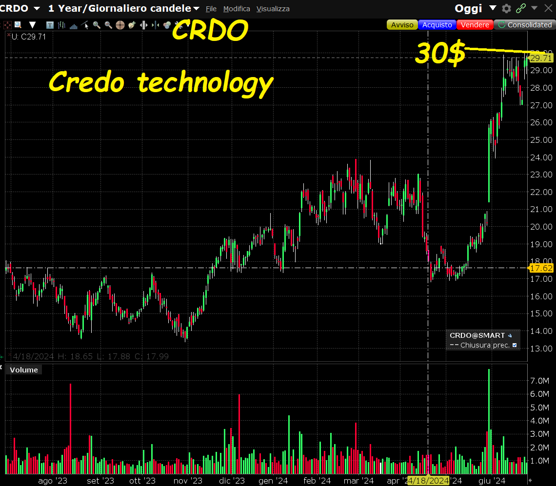 Credo Technology, Call a 30 dollari in rialzo