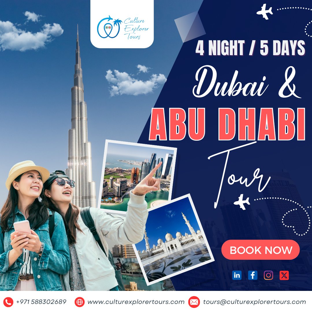 culturxplorer's tweet photo. Experience the magic of Dubai and Abu Dhabi in just 4 nights and 5 days. Don't miss out—secure your tour today!
🌍 https://t.co/B0fG8yrGnD
#cultureexploretours #dubaitour #abudhabitour #desertsafari #uaetravel #exploreuae #exploredubai #exploreabudhabi #4nights5days #tour https://t.co/mZNOvrgOCz