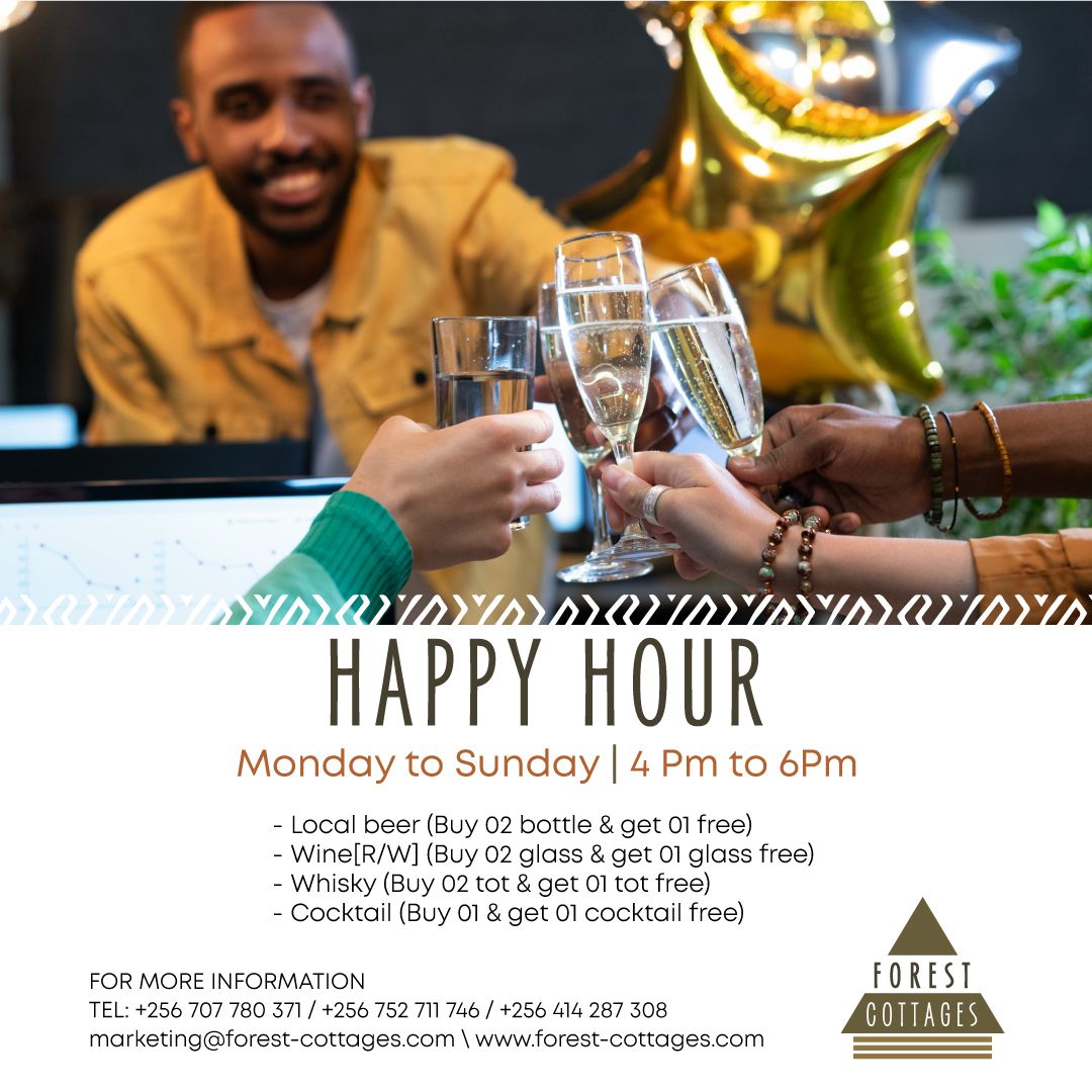 Join us every day from 4 PM to 6 PM for the best deals on drinks. Whether you're in the mood for a local beer, wine, whisky, or a delicious cocktail, we've got you covered! #HappyHour #Cheers #ForestCottages