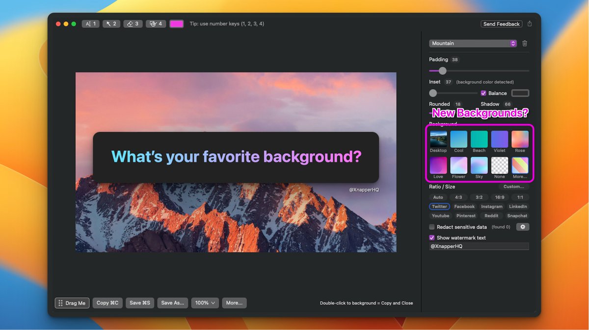Brian Shin (@brianshinsh) on Twitter photo Planning to add more backgrounds to <a href="/XnapperHQ/">Xnapper ๐ธ</a>!
Anyone got some recommendations?
I'm willing pay for images that would be a good addition to Xnapper's background options.
Here are some of the top picks so far: Planning to add more backgrounds to <a href="/XnapperHQ/">Xnapper ๐ธ</a>!
Anyone got some recommendations?
I'm willing pay for images that would be a good addition to Xnapper's background options.
Here are some of the top picks so far: