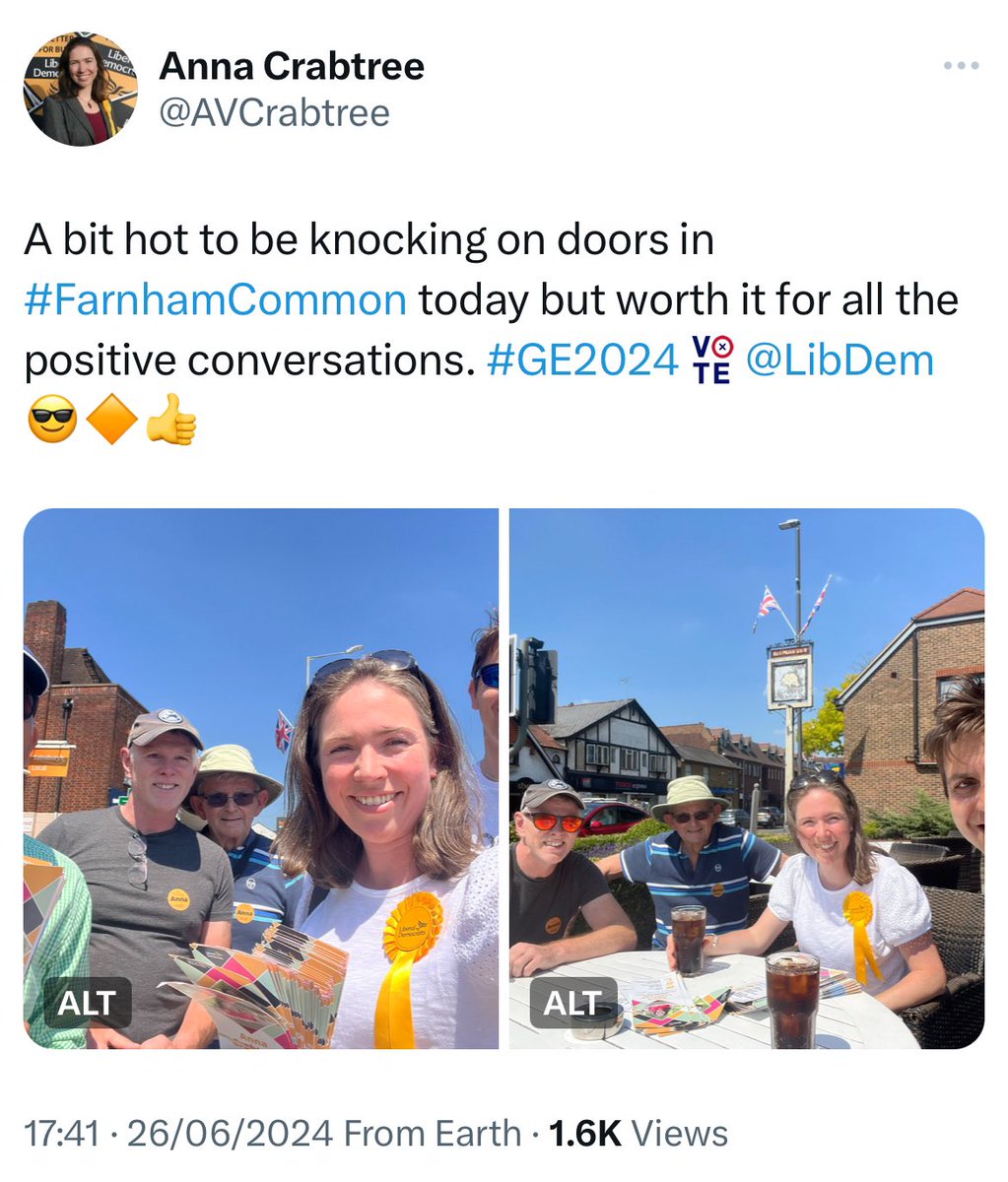RemainerNow's tweet photo. Great to see that @AVCrabtree &amp; supporters are getting out &amp; about in lots of areas of South Bucks last few days. 

It was once unimaginable that the #Beaconsfield could be anything other than Tory held but all the LD signs appearing &amp; recent projection suggest that could change. https://t.co/dI1Lbwfq1e