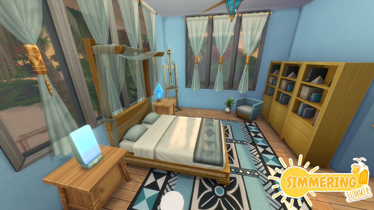 beckieebabee_x's tweet photo. 2nd floor interior for the #simmeringsummersavefile
Hosted by @gardenova_sims & @create4sims
This was created with limited packs:BG, Island Living, & wedding stories.
♥ 50x50 lot
♥ Sulani -‘Sapphire Shores’
♥ 1 Bedroom each
♥ 1 Bathroom each
♥ Gallery ID: beckieebabee_x https://t.co/hqUig1luS4