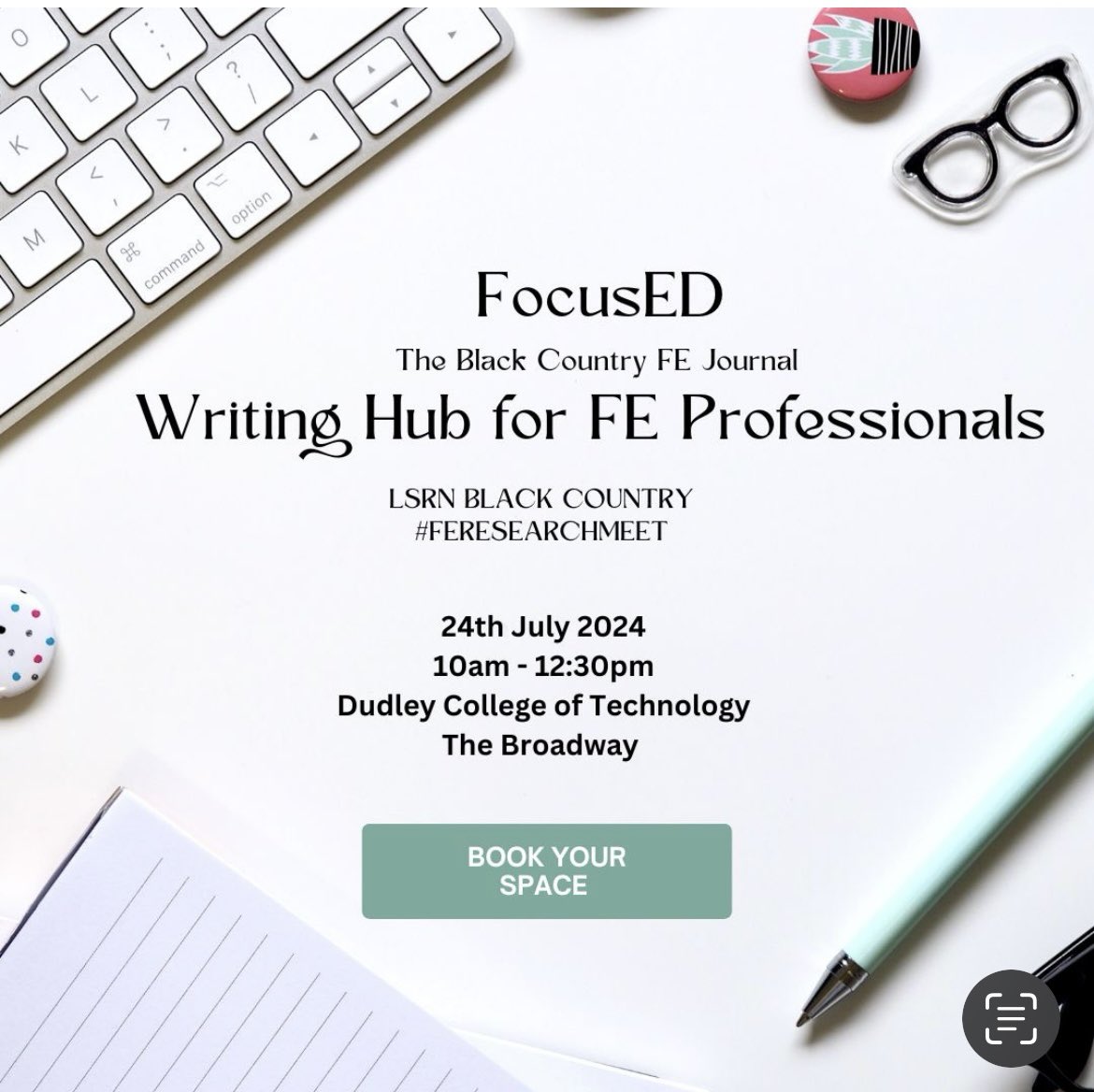 Exciting news, our first FocusED writing hub for FE researchers in the Black Country 24th July at Dudley College 

Our hub is a space for us to share ideas &amp; elevate our writing in a space that celebrates &amp; nurtures our passion for research &amp; writing

eventbrite.co.uk/e/writing-hub-…