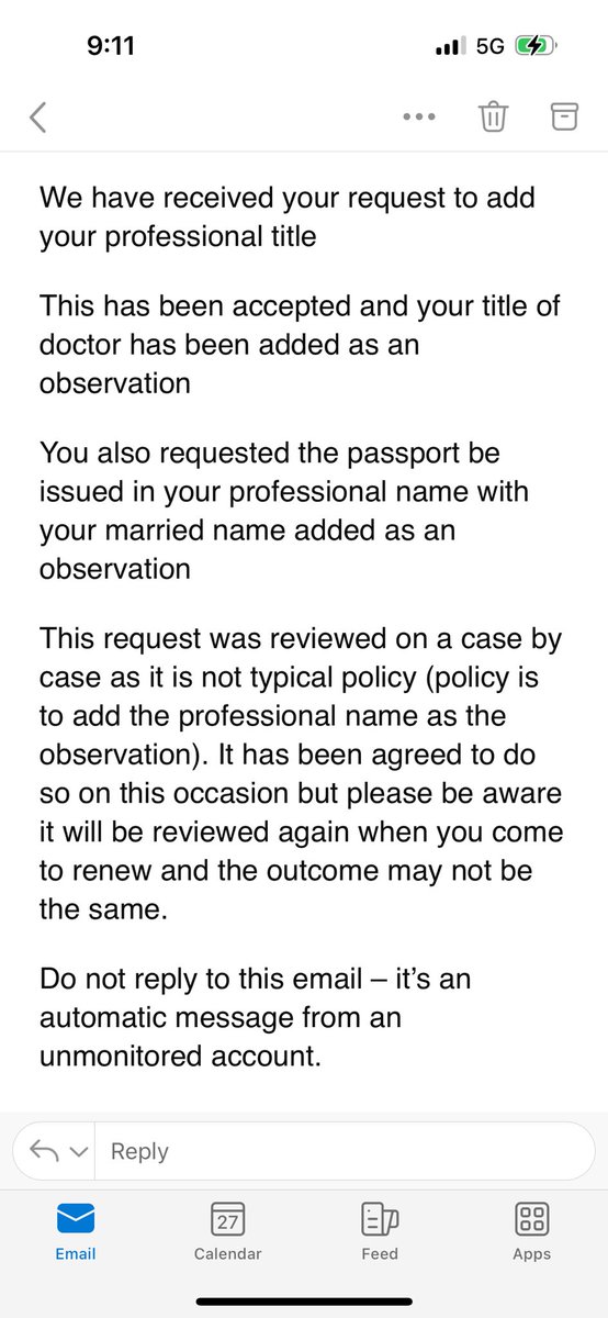 Ah the patriarchy in the <a href="/GOVUK/">GOV.UK</a> passport is alive &amp; well. Really they are saying could you please be Mrs G, also known as Doctor X &amp; please don’t you dare ask again to be Doctor H, also known as Mrs G. It might hurt my husband’s feelings?