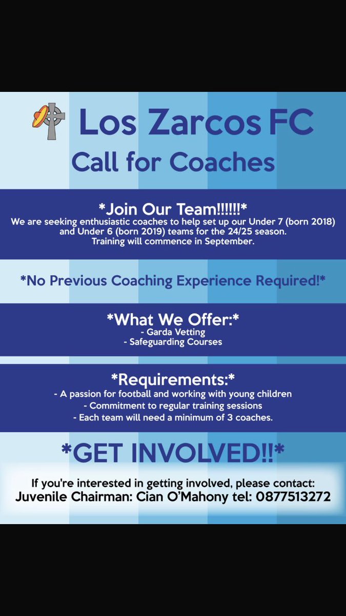 🌟 With the season over, we're planning for next year! 🌟 We're adding an Under 6 team (born 2019) &amp; an Under 7 team (born 2018). To proceed, we need coaches. These mixed teams need at least 3 coaches each. Interested? See details below. ⚽️