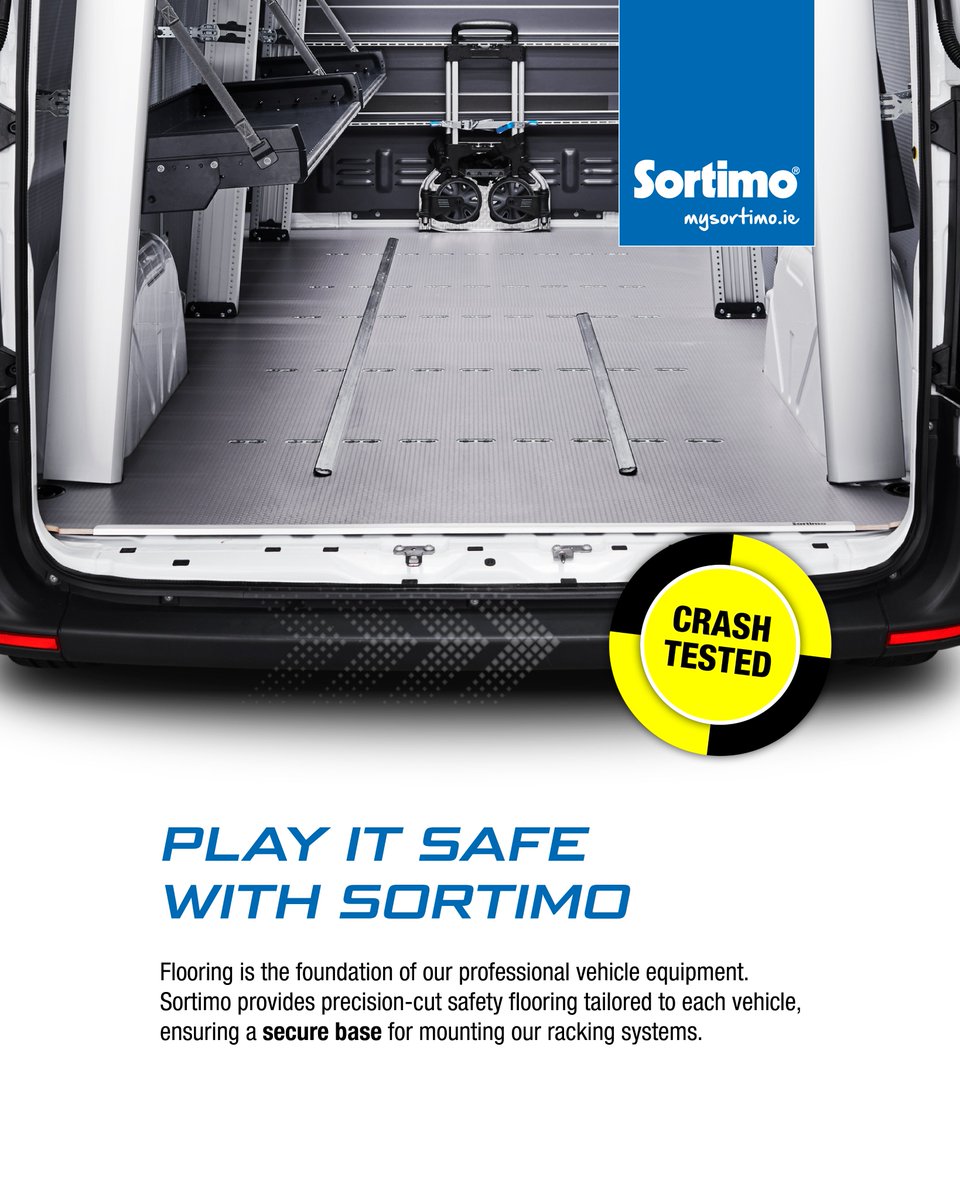 IrelandSortimo's tweet photo. Professional vehicle equipment starts with the right flooring. 
Sortimo offers precision-cut safety flooring that protects your vehicle's chassis and retains its value with removable, residue-free flooring. Rigorous crash tests ensure maximum safety for both people and cargo. https://t.co/Oip7YRX4Kq