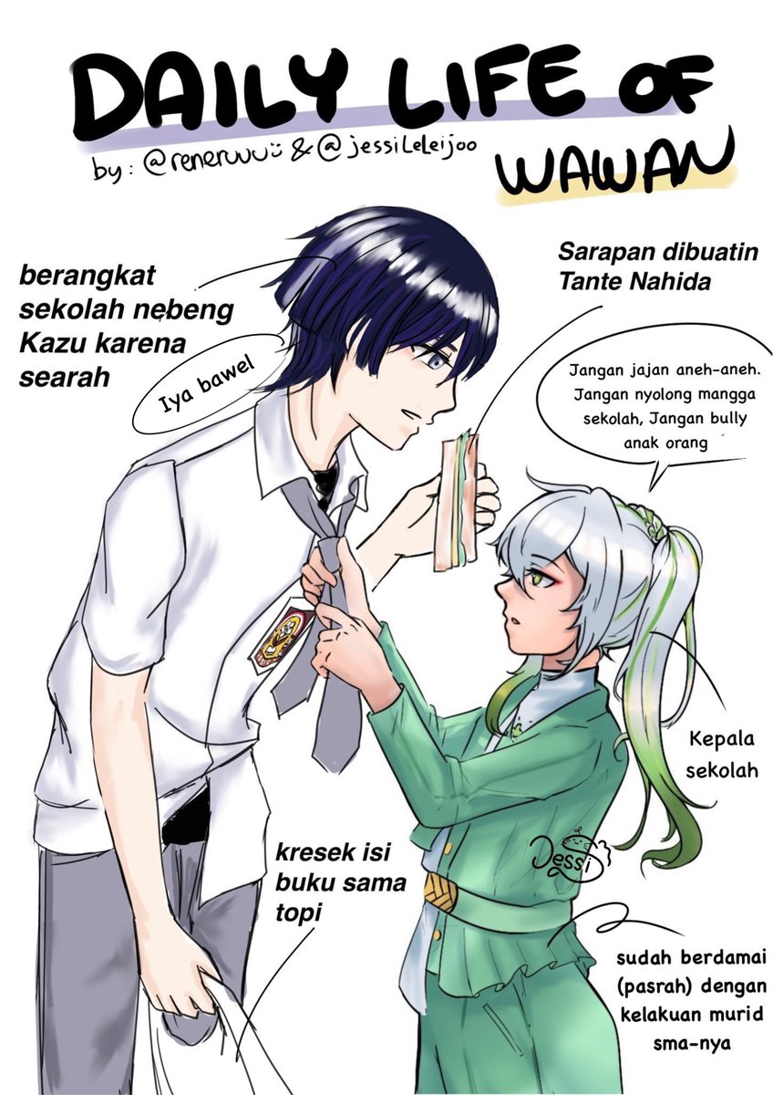 reneruuu's tweet photo. Masih edisi SMA: Daily Life of Wawan 😂 #Wanderer #Scaramouche #GenshinImpact #rkgk in collaboration with @jessileleijoo ✨✨ https://t.co/tMsOhfbyR0