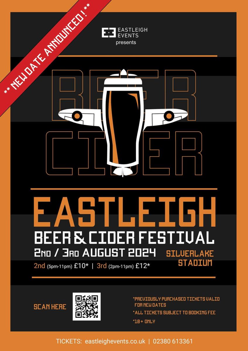 BeerEastleigh's tweet photo. NEW DATE ANNOUNCED! 

As as result of @EastleighFC now playing @SouthamptonFC. The @BeerEastleigh festival will now take place on 2nd/3rd August at the Silverlake Stadium. 

Tickets on sale 👇

https://t.co/JIEf5sOuAD https://t.co/W9OzW3b2yM
