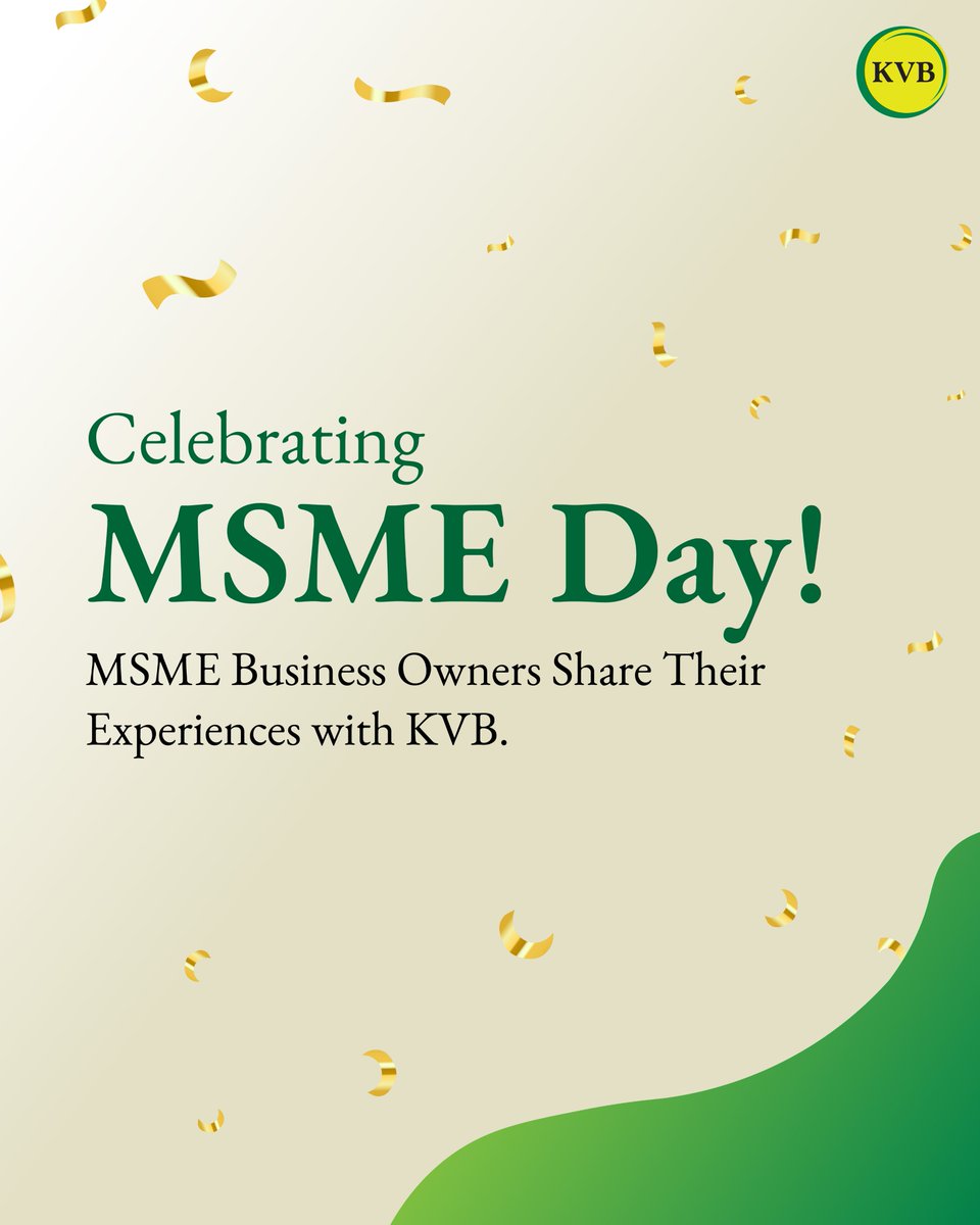 KarurVysyaBank_'s tweet image. Here&apos;s what our valued MSME customers had to say about their experiences banking with KVB. 
Wishing you all a happy MSME Day!✨

#MSMEDay #MSMEIndia #SupportMSME #KVB #KarurVysyaBank