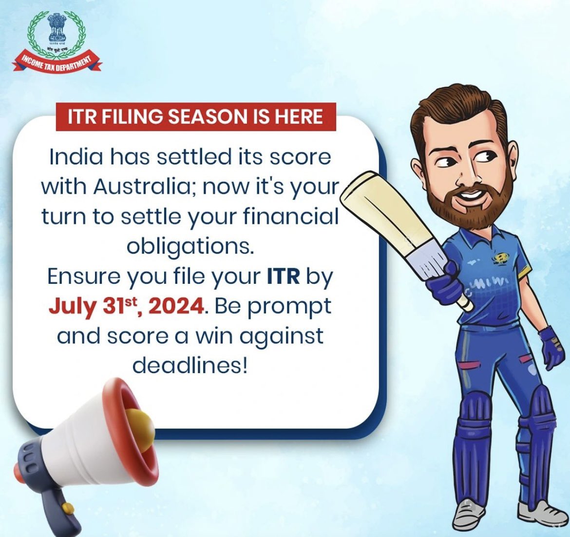 roopkesh's tweet photo. Please ensure that you file your Income Tax Return (ITR) by July 31st, 2024. Timely compliance will allow you to meet your obligations and avoid any potential penalties.

#SourceIncomeTaxIndia https://t.co/YT8RoKZJAD