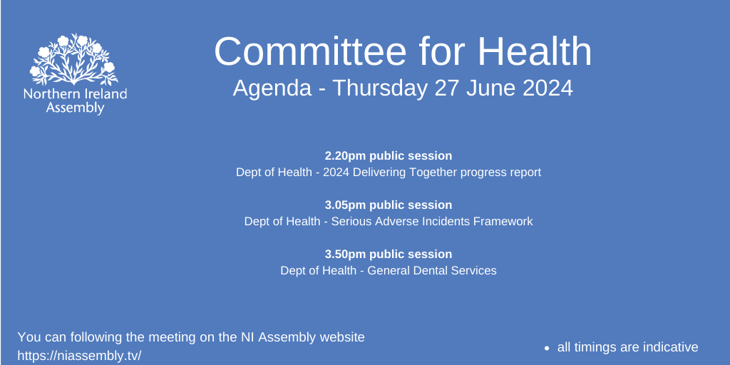 niahealth's tweet photo. Health Committee is meeting this afternoon, public from 2.20pm. Follow on @niassembly website https://t.co/a2VrbwjTqY