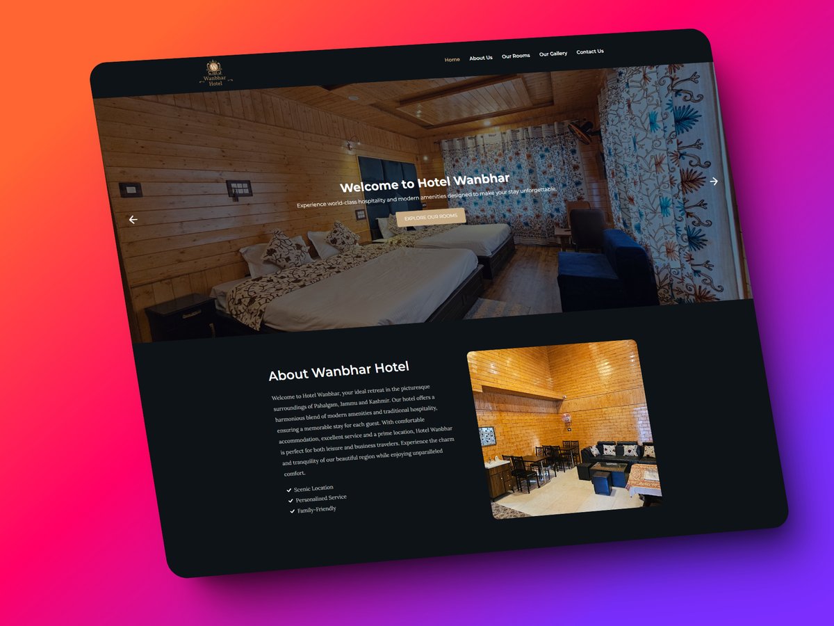 📷 Exciting news from Cool Tech Design! 📷

We are thrilled to announce the completion and launch of our client's new website, Wanbhar Hotel in beautiful Pahalgam! 📷📷

Check out the stunning new look and feel at wanbharhotel.com

#WebDevelopment #websites #coding