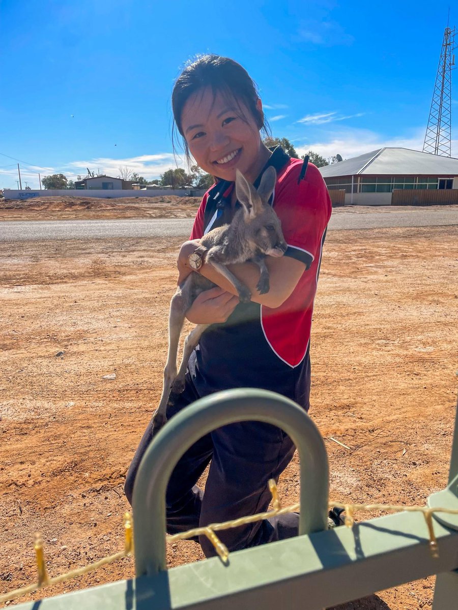 What do you call a dietician holding a kangaroo? A roo-tritionist! 🥁

📸 RFDS Dietician Rachel with local rescue joey 'Bella' during a recent clinic run in Marree, SA.