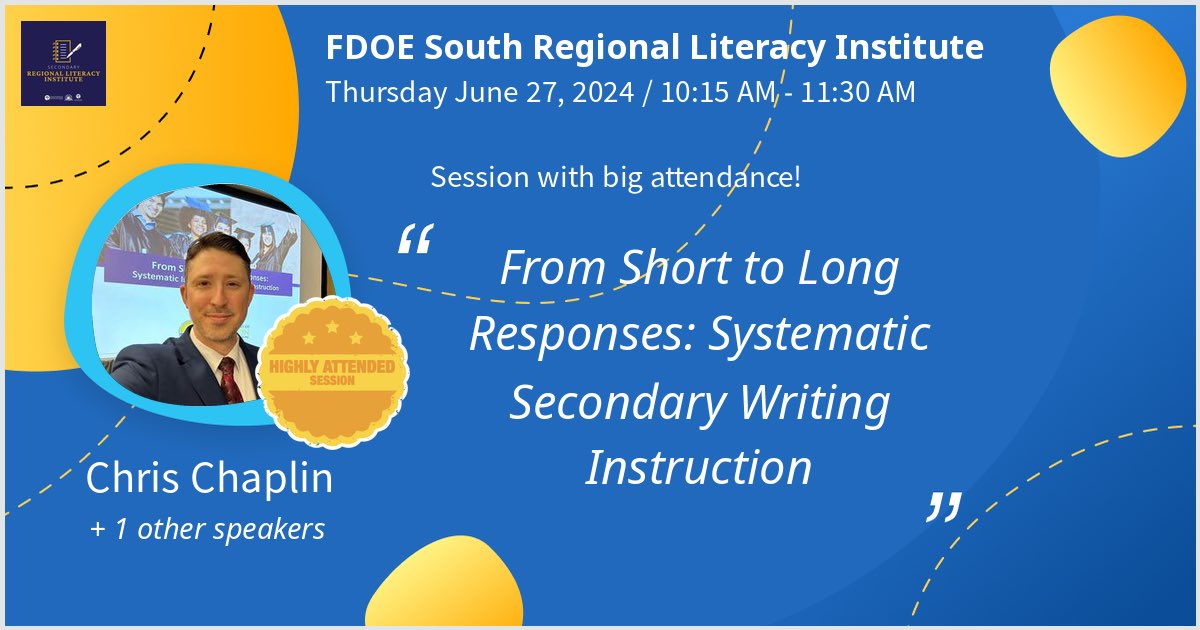 Regional Literacy Institute—round 2! Here we go!