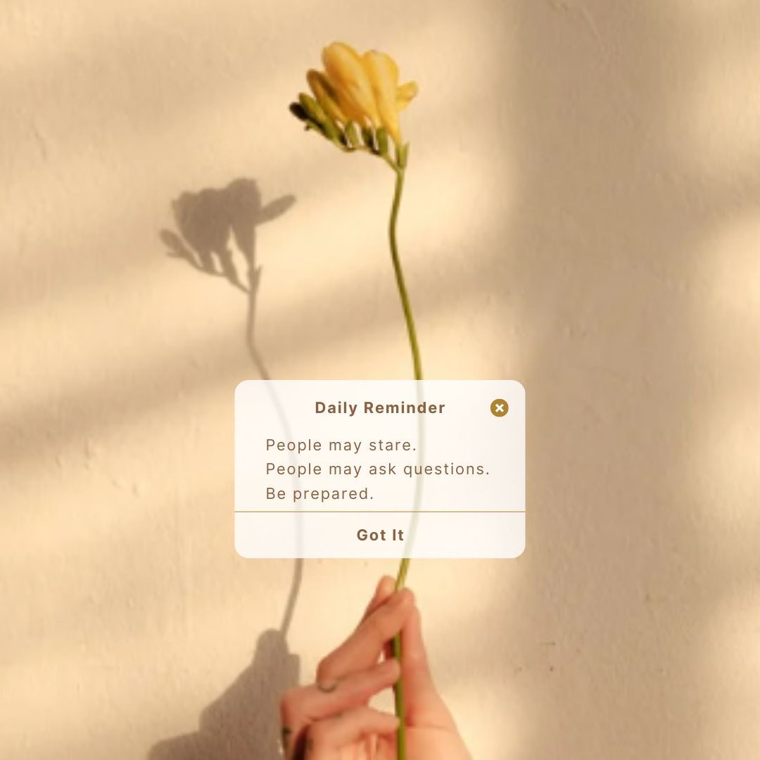 At our virtual support group last night, we discussed how everyone felt when people stared or asked questions about their facial palsy. It was suggested that having a pre-prepared 'script' or response was really useful.

Do you have a standard response for this situation?